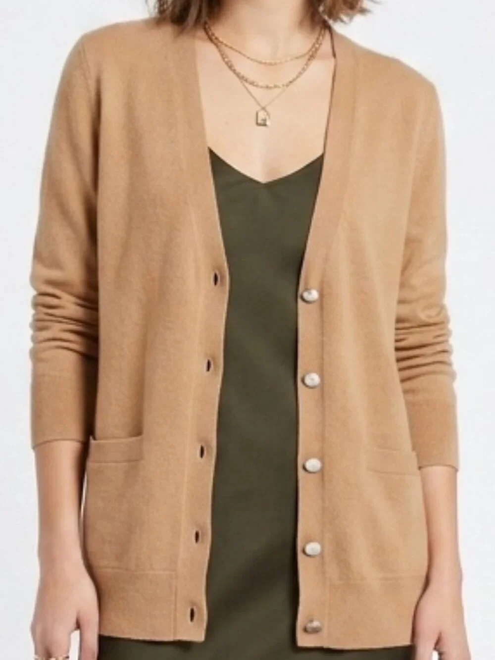 ANN TAYLOR Merino Wool Camel Cardigan Sweater XXL
